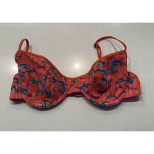 Blackbough Underwire Bikini Top Women’s Size Large Cherry Fruit Print Retro Swim